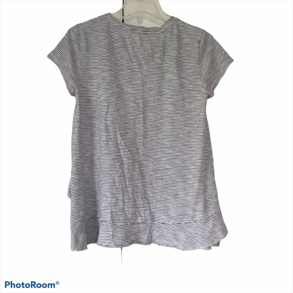 MOD-O-DOC Asymmetrical Flounce Hem Tee Color-Gray/White Size-Small - Picture 4 of 11